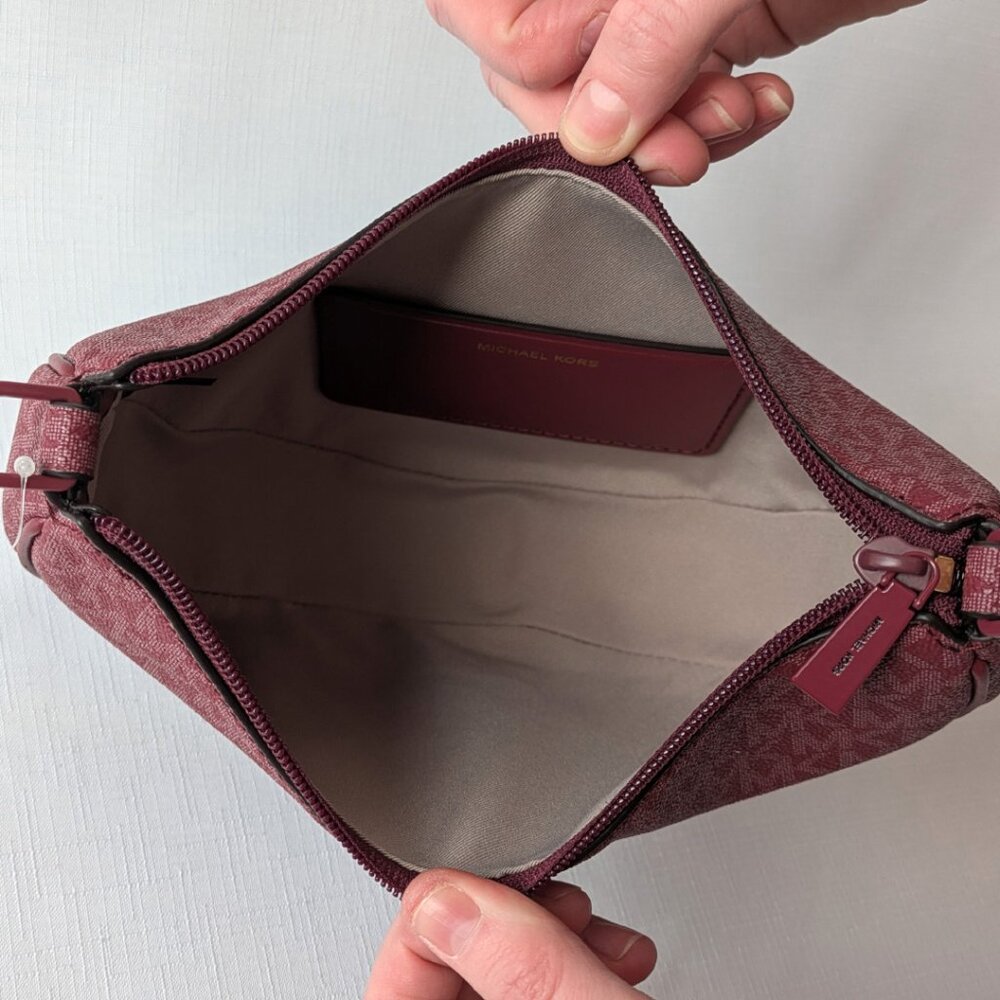 Michael Kors Kyla Small Signature Logo Convertible Pouchette in Mulberry NWT - Picture 5 of 11